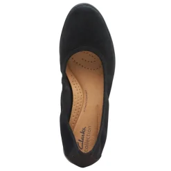 Clarks Flats|Women's , Jenette Ease Flat Black Suede