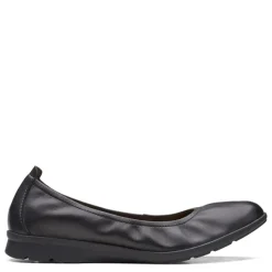 Clarks Flats|Women's , Jenette Ease Flat Black Solid