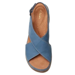 Clarks Sandals|Women's , Kassanda Step Sandal Blue Nubuck