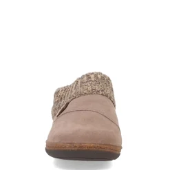 Clarks Slippers|Women's , Knit Collar Slipper Clog Taupe