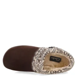 Clarks Slippers|Women's , Knit Collar Slipper Brown