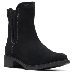 Clarks Boots|Women's , Maye Zip Boot Black Suede