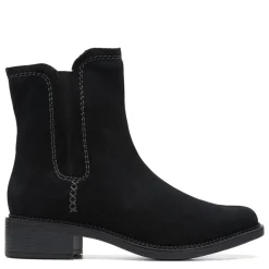 Clarks Boots|Women's , Maye Zip Boot Black Suede
