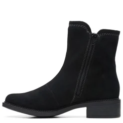 Clarks Boots|Women's , Maye Zip Boot Black Suede