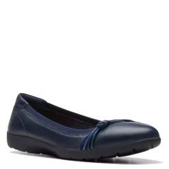 Clarks Flats|Women's , Meadow Rae Slip-On Navy Leather