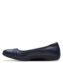 Clarks Flats|Women's , Meadow Rae Slip-On Navy Leather