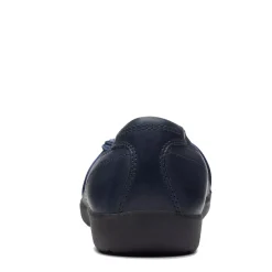 Clarks Flats|Women's , Meadow Rae Slip-On Navy Leather