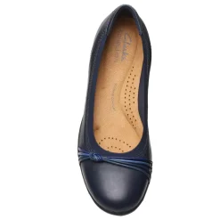 Clarks Flats|Women's , Meadow Rae Slip-On Navy Leather