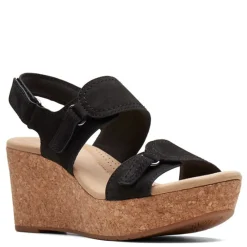 Clarks Wedges|Women's , Rose Lane Sandal Black