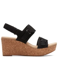 Clarks Wedges|Women's , Rose Lane Sandal Black