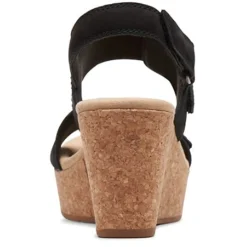 Clarks Wedges|Women's , Rose Lane Sandal Black