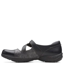 Clarks Flats|Women's , Roseville Jane Slip-On Black Combi