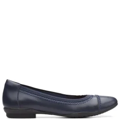 Clarks Flats|Women's , Sara Bay Flat Navy