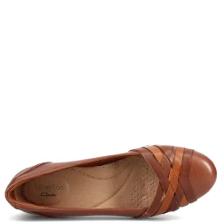 Clarks Flats|Women's , Sara Clover Flat Mahogany