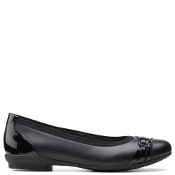 Clarks Flats|Women's , Sara Tulip Flat Black