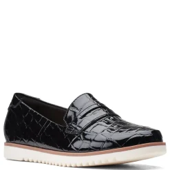 Clarks Slip-On Shoes|Women's , Serena Terri Slip-On Black Croco Print