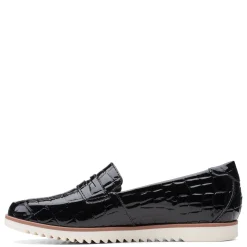 Clarks Slip-On Shoes|Women's , Serena Terri Slip-On Black Croco Print