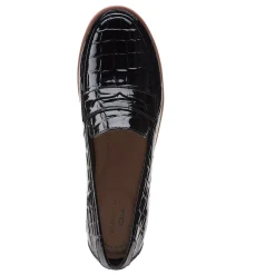 Clarks Loafers|Women's , Serena Terri Slip-On Black Croco Print