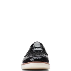 Clarks Flats|Women's , Serena Terri Slip-On Black Croco Print