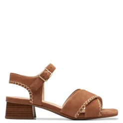 Clarks Sandals|Women's , Serina 35 Cross Sandal Tan Suede