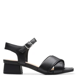 Clarks Pumps & Heels|Women's , Serina 35 Cross Sandal Black Leather