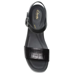 Clarks Sandals|Women's , Sivanne Bay Sandal Black Interest Leather