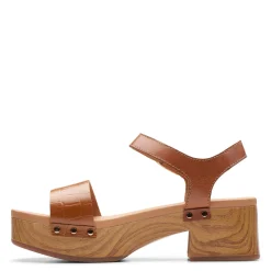 Clarks Pumps & Heels|Women's , Sivanne Bay Sandal Tan Interest Leather