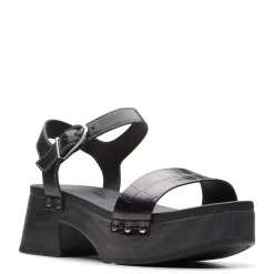 Clarks Pumps & Heels|Women's , Sivanne Bay Sandal Black Interest Leather