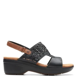 Clarks Sandals|Women's , Tuleah Sun Sandal Black Leather