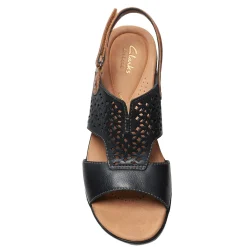 Clarks Sandals|Women's , Tuleah Sun Sandal Black Leather