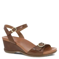 Dansko Wedges|Women's , Arielle Sandal Tan Glazed Leather