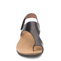 Dansko Sandals|Women's , Reece Thong Sandals Black Waxy Burnished