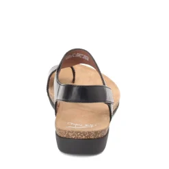 Dansko Sandals|Women's , Reece Thong Sandals Black Waxy Burnished