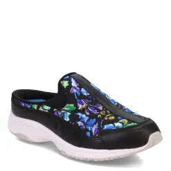 Easy Spirit Clogs & Mules|Women's , Traveltime Classic Clog Black Blue Purple Floral
