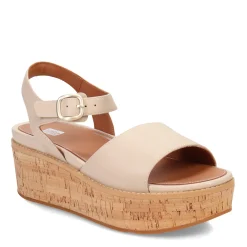 FitFlop Wedges|Women's , Eloise Cork Wrap Strap Sandal Beige
