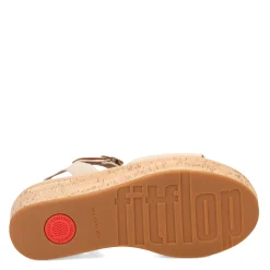 FitFlop Wedges|Women's , Eloise Cork Wrap Strap Sandal Beige