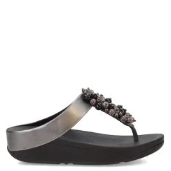 FitFlop Wedges|Women's , Fino Bauble Toe-Post Sandal Pewter Black