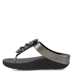 FitFlop Wedges|Women's , Fino Bauble Toe-Post Sandal Pewter Black