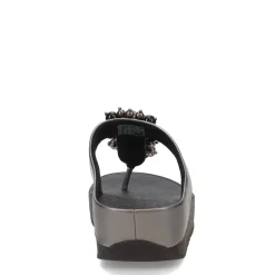 FitFlop Wedges|Women's , Fino Bauble Toe-Post Sandal Pewter Black