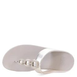 FitFlop Sandals|Women's , Fino Crystal Chain Toe-Post Sandal Silver