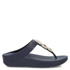 FitFlop Wedges|Women's , Fino Crystal Chain Toe-Post Sandal Midnight Navy