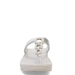 FitFlop Wedges|Women's , Fino Crystal Chain Toe-Post Sandal Silver