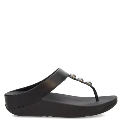 FitFlop Sandals|Women's , Fino Mirror Dome Toe-Post Sandal Black