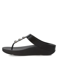 FitFlop Sandals|Women's , Fino Mirror Dome Toe-Post Sandal Black