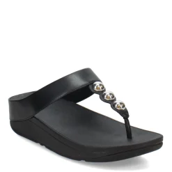 FitFlop Wedges|Women's , Fino Mirror Dome Toe-Post Sandal Black