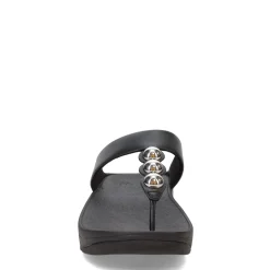 FitFlop Wedges|Women's , Fino Mirror Dome Toe-Post Sandal Black