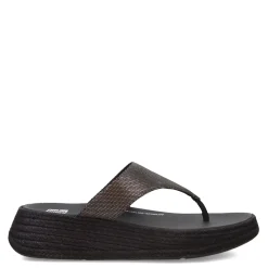 FitFlop Wedges|Women's , F-Mode Espadrille Glitz Thong Sandal Black