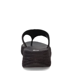 FitFlop Wedges|Women's , F-Mode Espadrille Glitz Thong Sandal Black