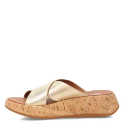 FitFlop Sandals|Women's , F-Mode Flatform Cross Slide Platinum