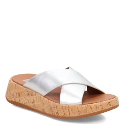 FitFlop Sandals|Women's , F-Mode Flatform Cross Slide Silver